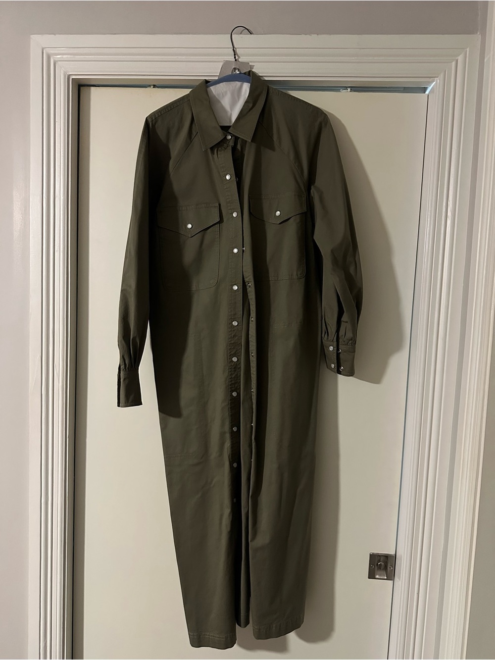 Banana Republic Factory Olive Green Maxi Utility Shirt Dress